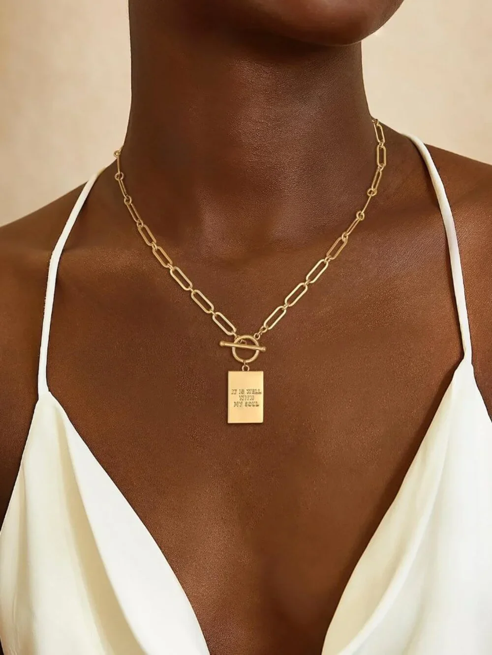 Cross Necklace for Women Trendy, Dainty 14K Gold Plated Paperclip Charm Necklace - Picture 2 of 7